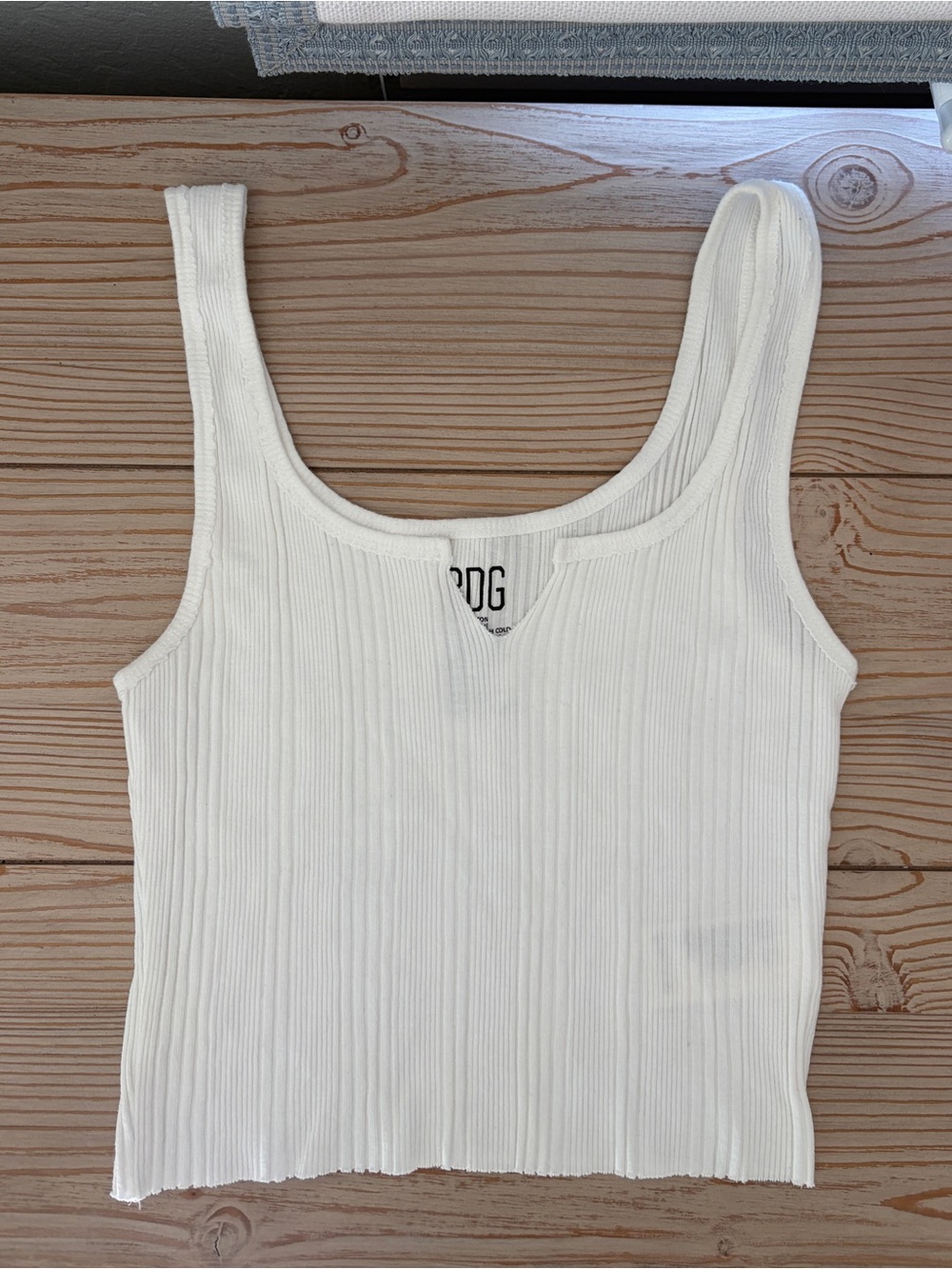 BDG White Ribbed Scoop Tank